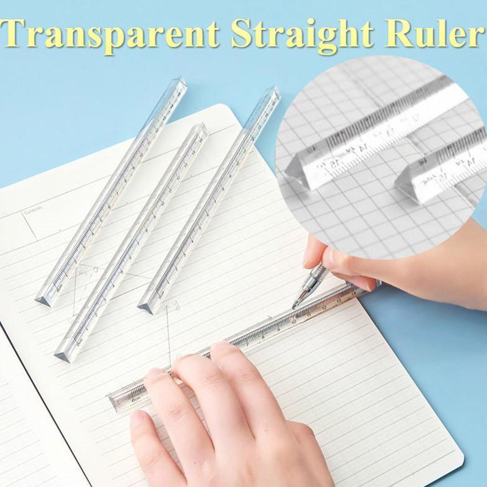 15cm Transparent Straight Ruler Students Stationery Sides Teaching Simple Triangular Measuring Scale Tools Both Rulers on K R4N1