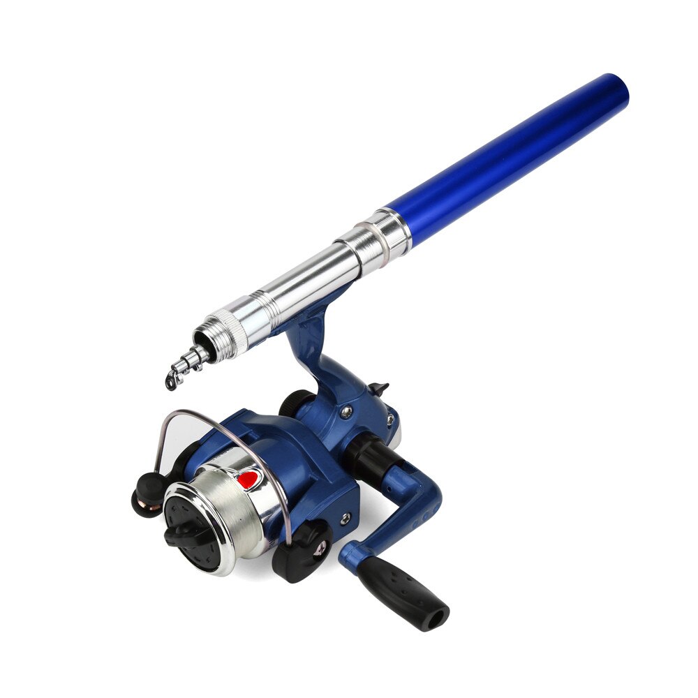 Fishing Rod Mini Portable Pocket Fish Pen Shape Aluminum Alloy Fishing Rod Pole Wheel Portable Fishing Rod Set #33