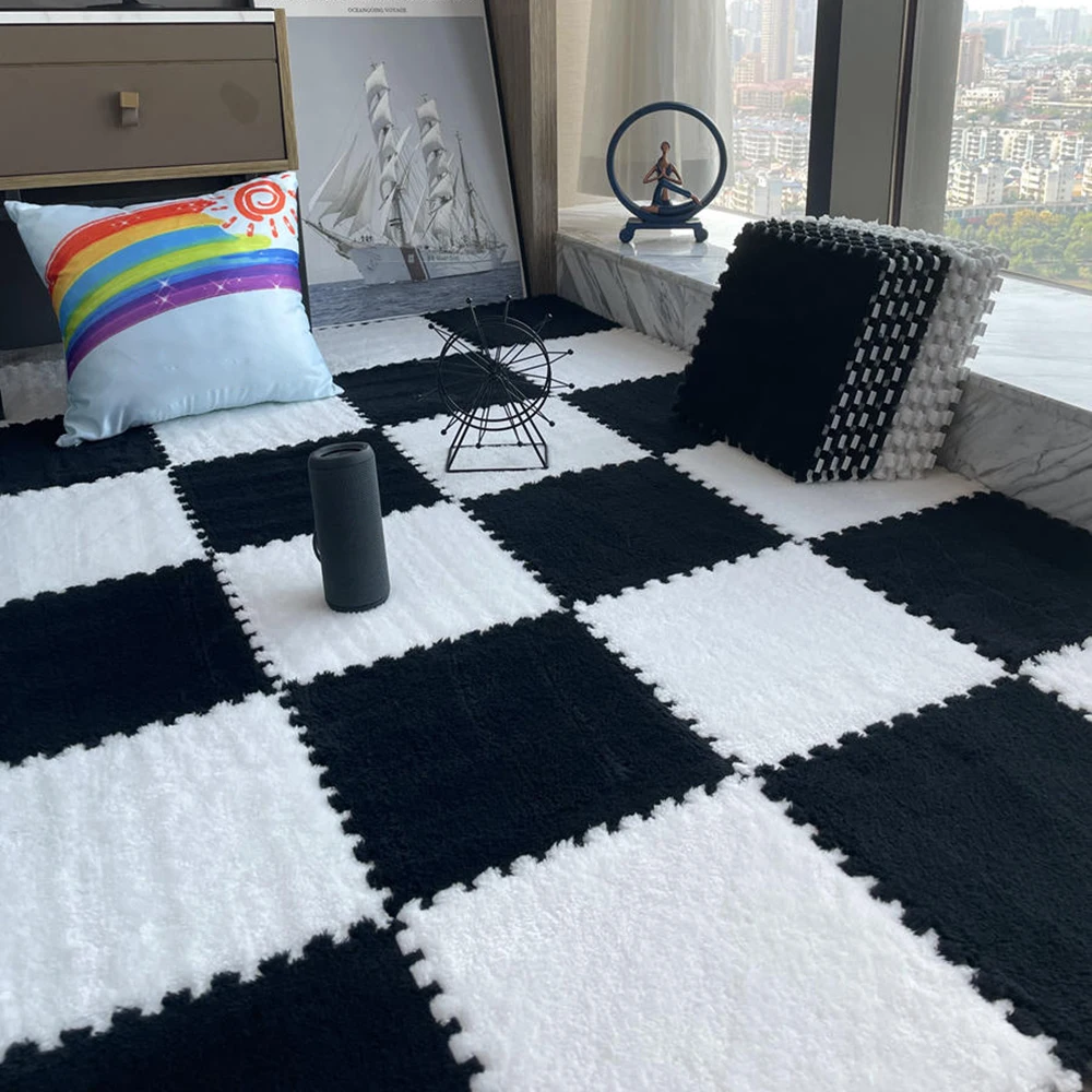 Estera de felpa suave para niños, juguetes para bebés, alfombra de rompecabezas de espuma Eva, alfombras de juego cálidas para niños, alfombras entrelazadas, alfombra infantil de 30x30x1cm