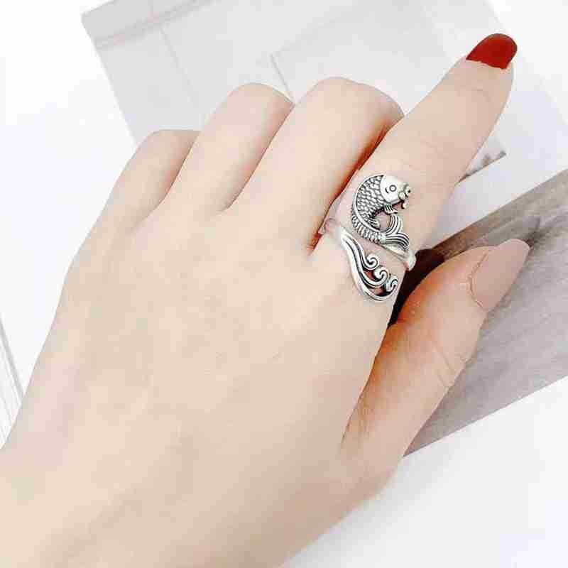 1Pc Koi Vis Ring Verstelbare Opening Dier Ring Metal Voor Mannen En Vrouwen Decor Kerstcadeaus Fancy Karper Sieraden koi Vis Ring