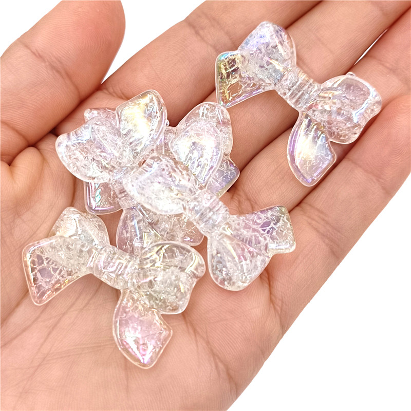 Perles scintillantes avec nœud papillon, bijoux de bricolage, accessoires exécutifs, matériel de bracelet, , 5 pièces: WHITE