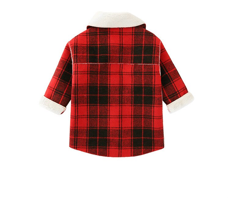 FOCUSNORM Bambino di Inverno Delle Ragazze Cappotto di Lana Plaid Rosso di Stampa A Maniche Lunghe Singola Tasca Petto di Spessore del Cappotto Abiti