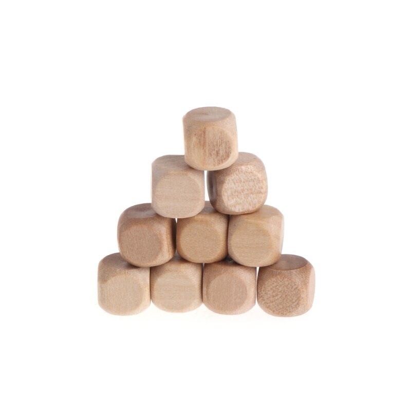 10Pcs 6 Zijdig Blank Hout Dice Party Familie Diy Games Afdrukken Graveren Kid Speelgoed: 10