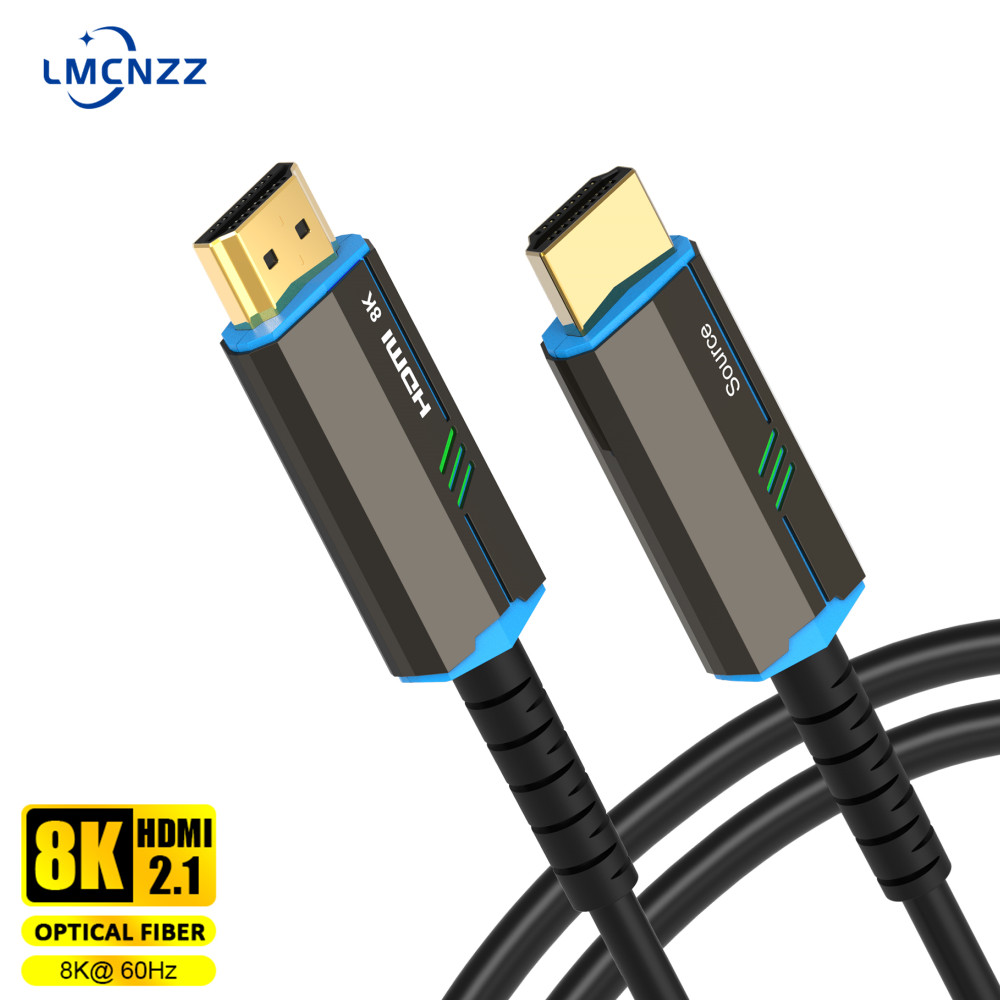 LMCNZZ Kabel światłowodowy HDMI 2.1 Rozdzielacz zgodny z HDMI Kabel 8K/60Hz do projektora HD TV Komputer Odtwarzacz DVD Ultra High Speed