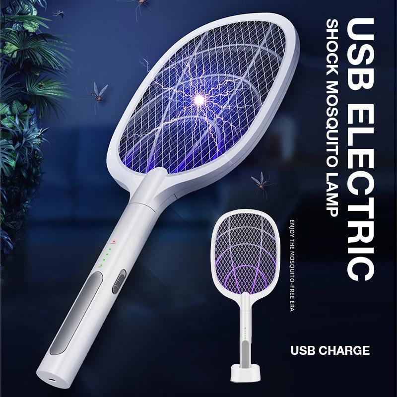 USB Elektrische Schok Muggenlamp Draagbare Handheld USB Opladen Vliegenmepper Elektrische Schok Drielaags Mesh Lamp Thuis Gereedschap