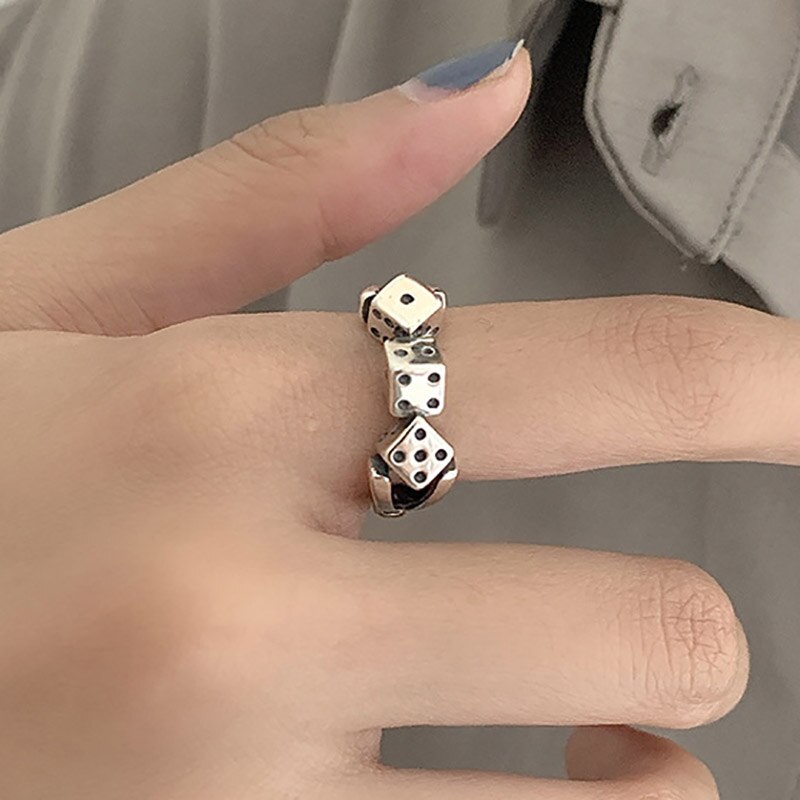 Vintage Punk 925 Sterling Silver Rings Personality Jewelry INS Simple Hollow Geometric Party Accessories