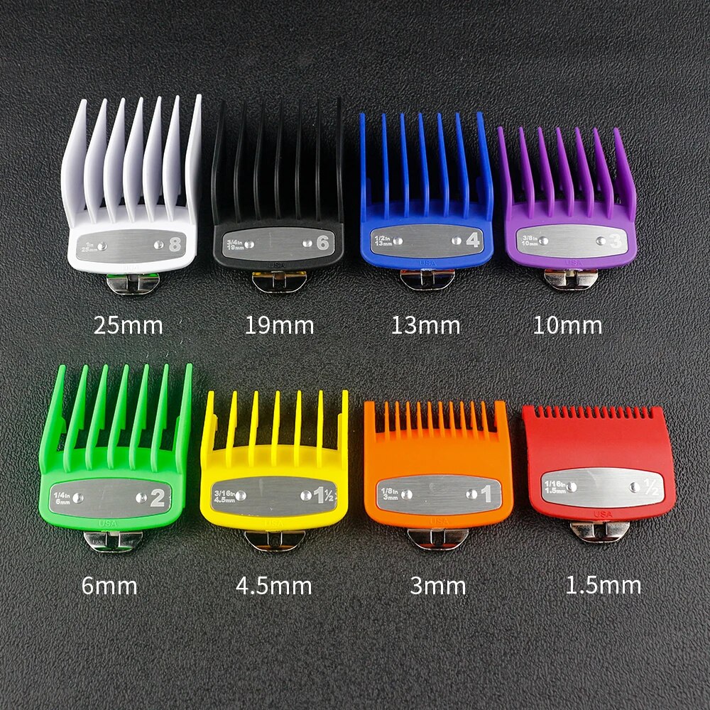 8 unids/set peluquero cortadora de pelo peines guía para cortadora Wahl accesorio corte de pelo peine limitado herramientas de corte de pelo de salón