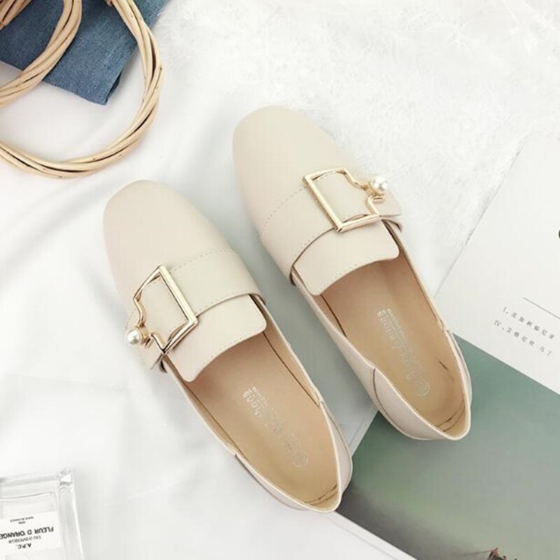 Femmes rétro talon plat chaussures à fond souple dames bouche peu profonde couleur unie chaussures décontractées bout rond chaussures plates
