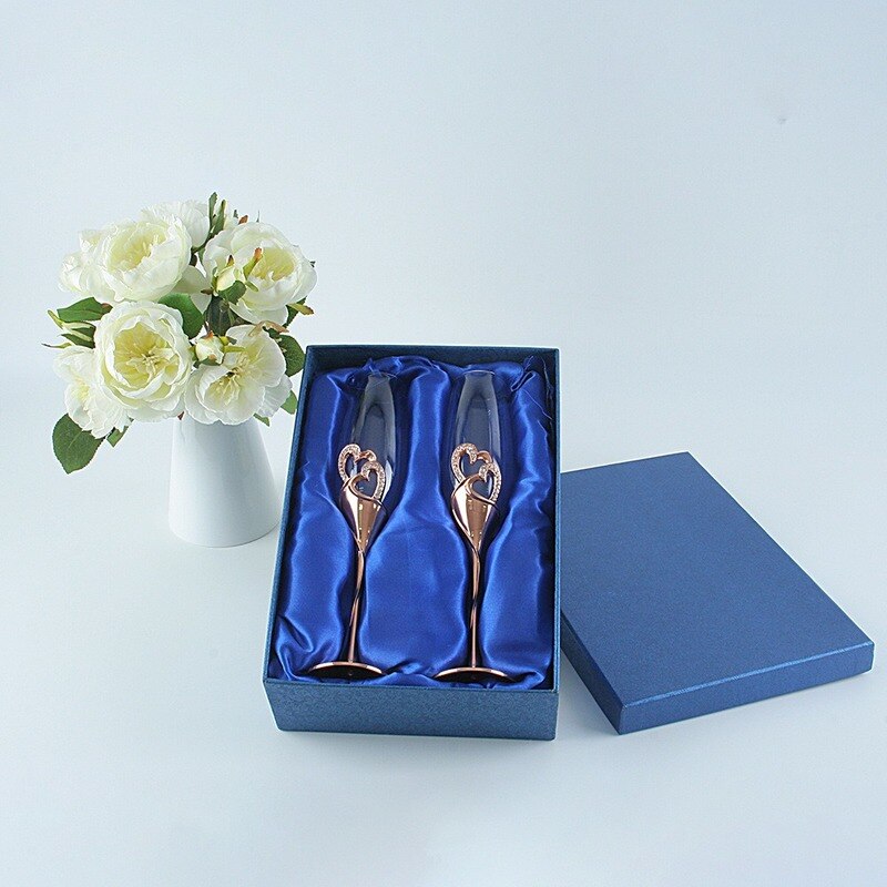 Champagne Glas Water Gold Diamond Creatieve Champagne Glas Brandy Beker Cocktail 2Pcs Boxed Water Glas Koffie: Rose gold-200ml-2pc