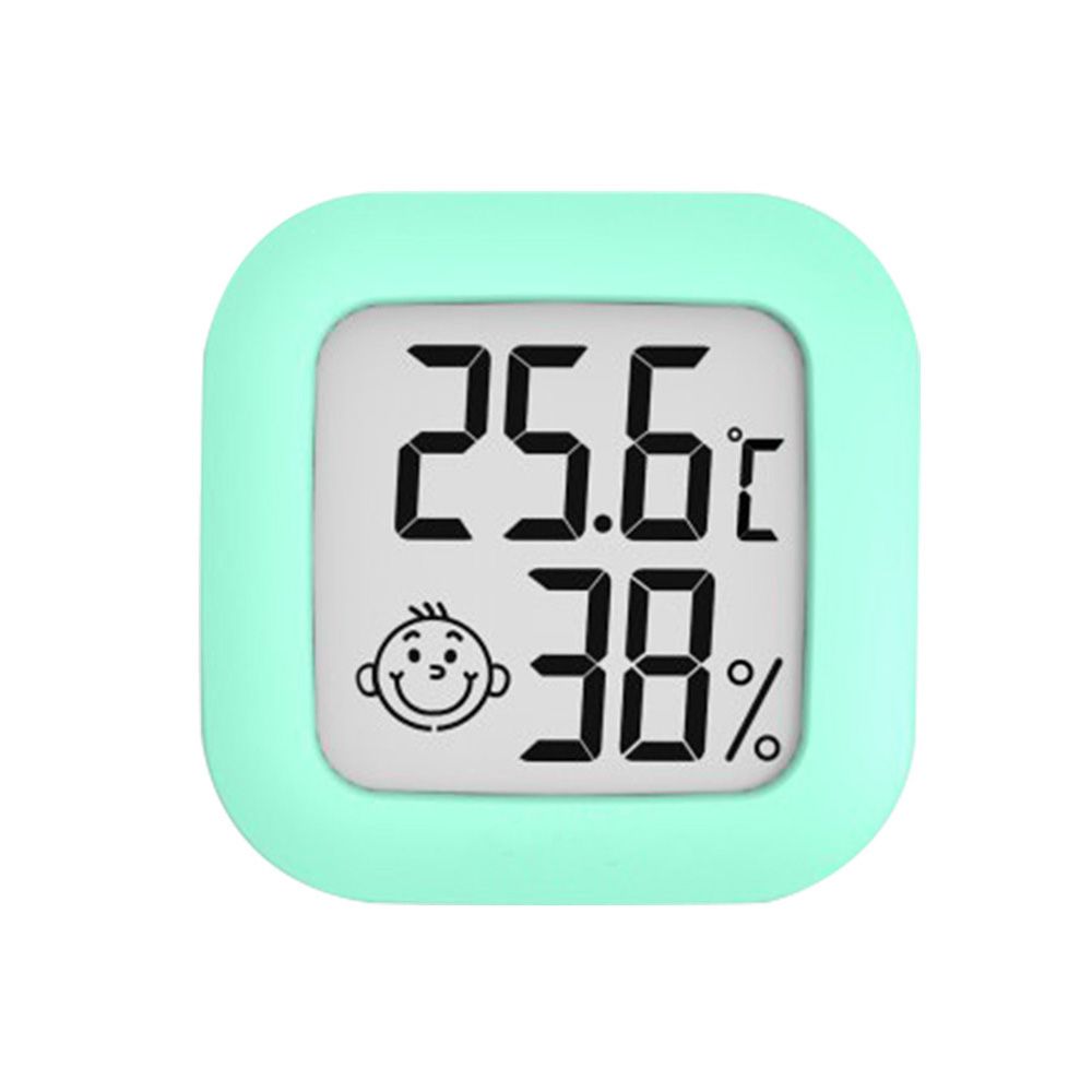 Mini Digital Thermometer Cute Smiley Hygrometer LED Temperature Humidity Meter Indoor Weather Measurement Device for Home: green