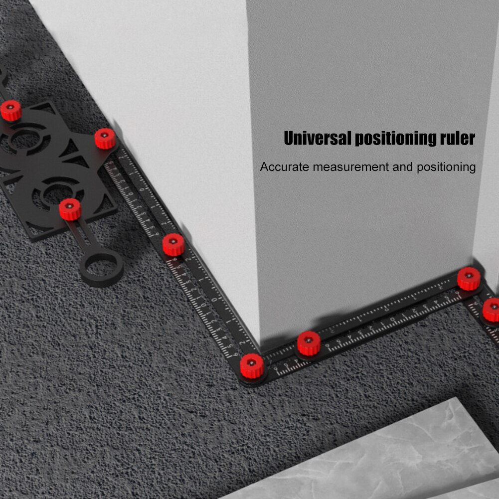 Regla de medición de ángulo múltiple, herramienta de construcción, localizador de guía de perforación de azulejos, buscador de regla de ángulo de aleación de aluminio, 12 pliegues