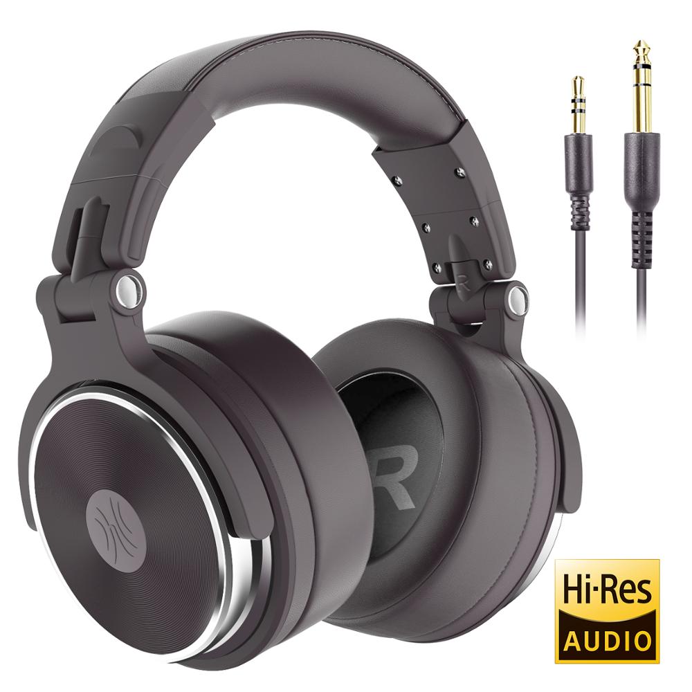 Oneodio Studio DJ Headphones With Microphone Over Ear Wired HiFi Monitoring Headset Foldable Gaming Earphone For PC: Pro-50  Brown
