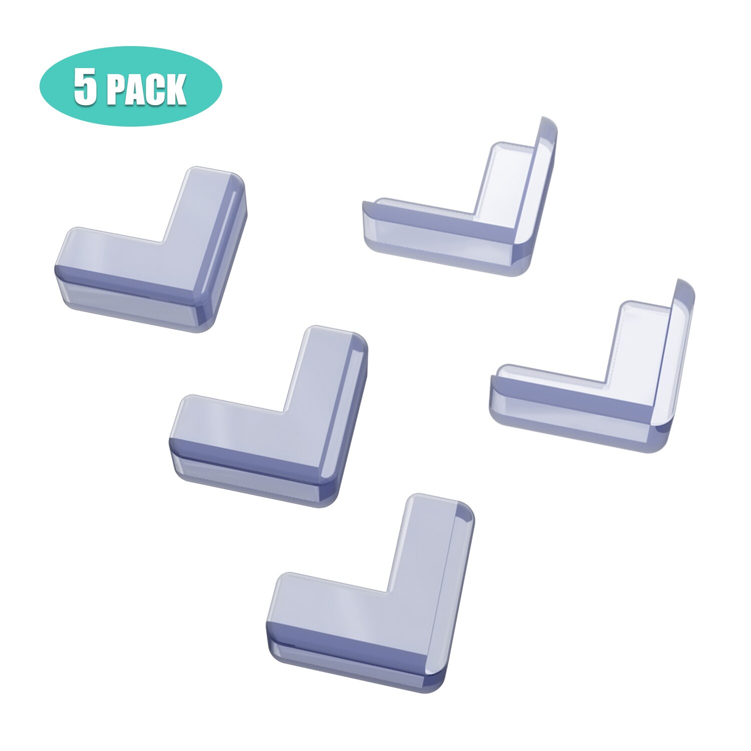 1/5Pcs Baby Veiligheid Siliconen Hoek Transparant Protector L Vorm Kids Zachte Clear Pvc Tafel Bureau Rand Hoek guards Tafelrand: 5PCS