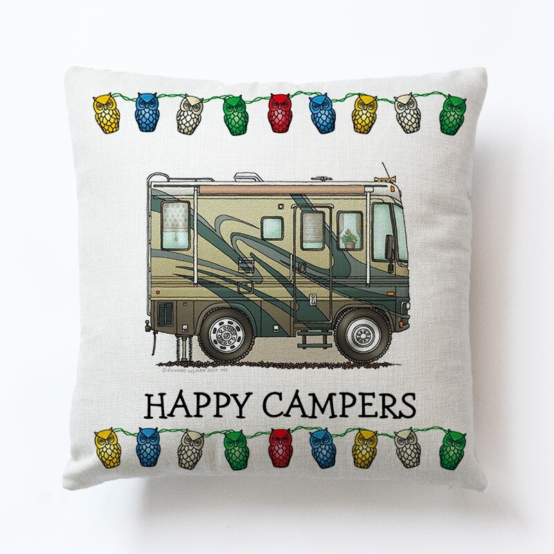 Novel Cartoon Hond Auto Bus Kampeerders Kussenslopen Siësta Kussenhoes Decoratie Sofa Rugleuning 45X45Cm Baby Kids: D13