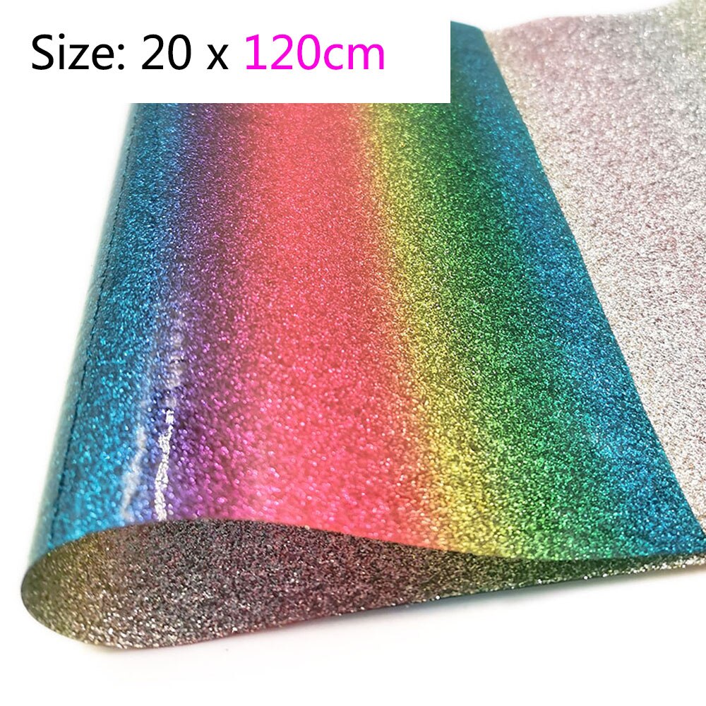 Schillernden Regenbogen Feine Glitter Stoff Sparkle Faux Leder Vinyl Handwerk Nähen Material Bögen, Der Decor DIY: Small Roll 20 x120cm