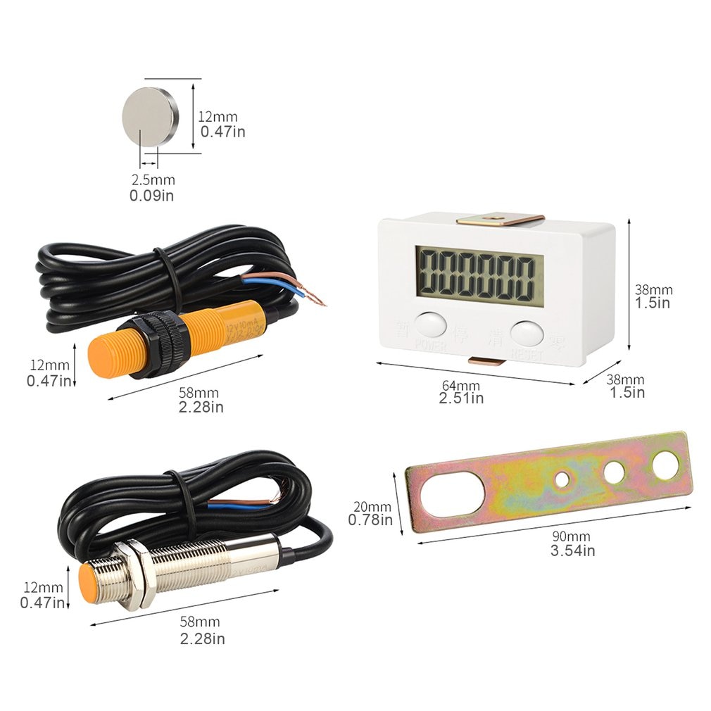 Magnetic Induction LCD Digital Display Counter 0-99999 Industry Magnetic Proximity Sensor Switch Reciprocating Rotary