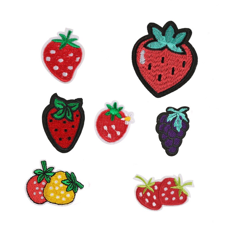 Geborduurd Doek Stickers Kleding Accessoires Badge Patch Stickers Aardbei Fruit Druif Geel Rood