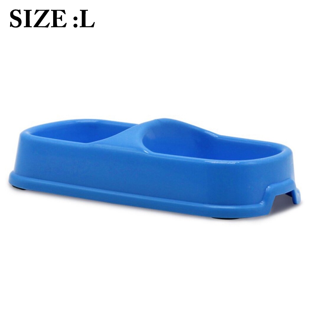 1PCS Pet Bowl Anti-skid Double-bowl Pet Food Bowl Pet Feeder Bowl PP Plastic Cat Bowl Non-slip Pet Feeders for Cats: L dark blue