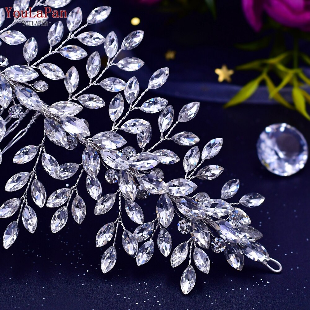 Youlapan  hp311 bröllopskrona håraccessoarer strass brud hårklämmor silver diamant bröllop kam hårnålar