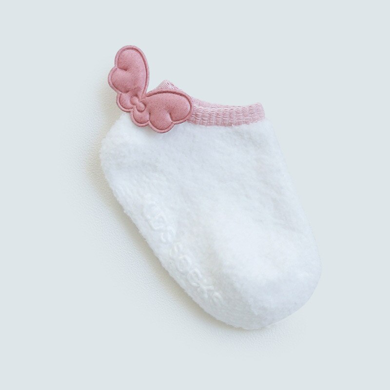 Blød bomuld søde englevinger baby sokker nyfødte baby pige sokker spædbarn enfant anti slip gulv sokker neonato meia infantil: 6-12 måneder hvid