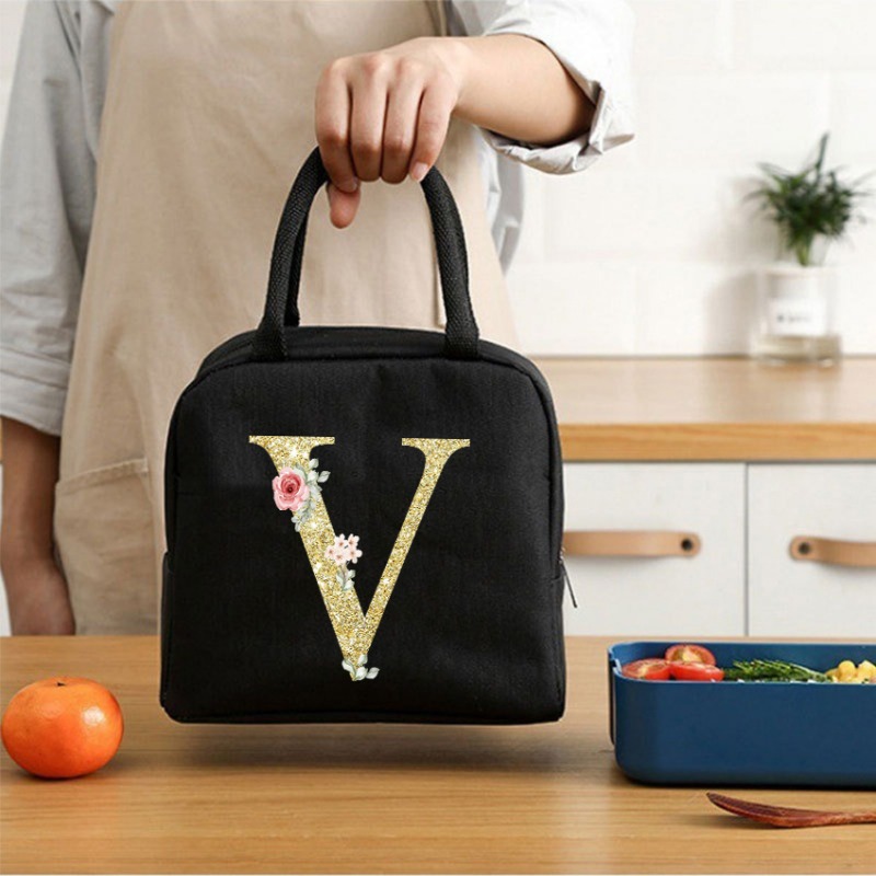 Teddybeer Letter Bento Tas, Oxford Doek Waterdicht Materiaal Geïsoleerde Lunchbox Tas, Kantoormedewerker, Studenten Lunchtas