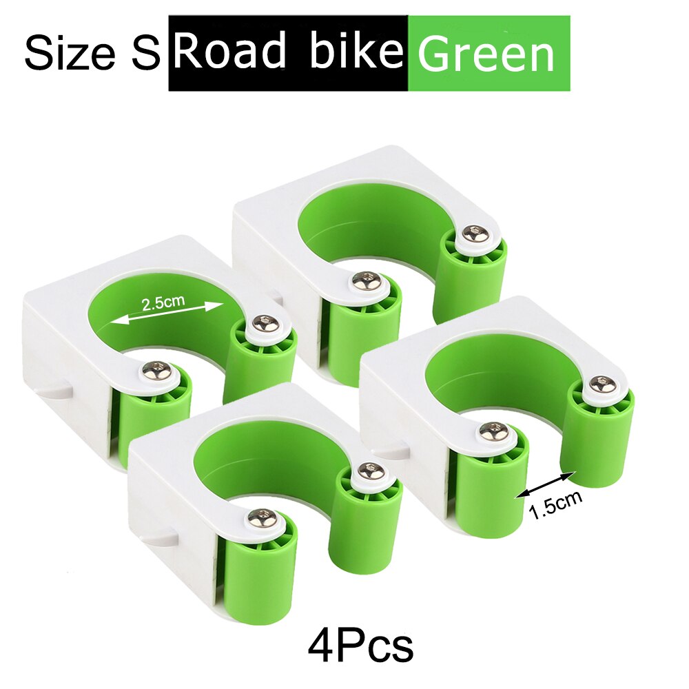 Bicycle Parking Rack Buckle Indoor Vertical Bike Storage Portable Wall Mount Hook Mountain Road Bike Cycling Display Stand: 4 Pcs Green Size S