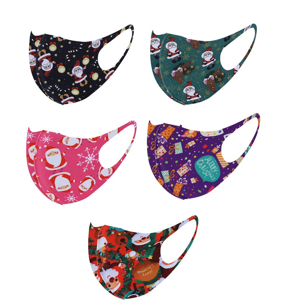 5PC Face Mask Christmas Printed Cover Merry Christmas Xmas Decorations Navidad Decor Santa Claus Happy Year Mascarillas: H