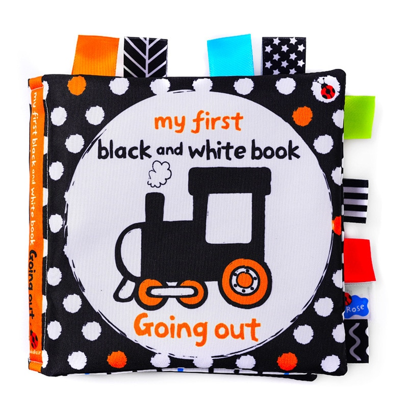 15cm Baby Early Education Cloth Book Visually Stimulated Ringing Paper Does Not Rot, Bite Baby Black and White Label Toy Book