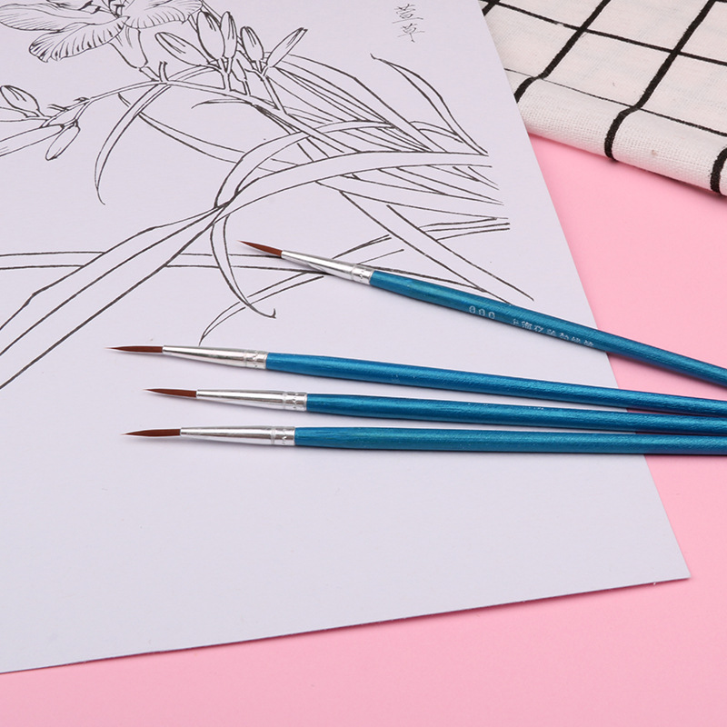 100 stk/sæt fin håndmalet tynd krog line pen multifarvet stafet tegning kunst pen maling pensel kunst forsyninger nylon pensel special: Blå 0