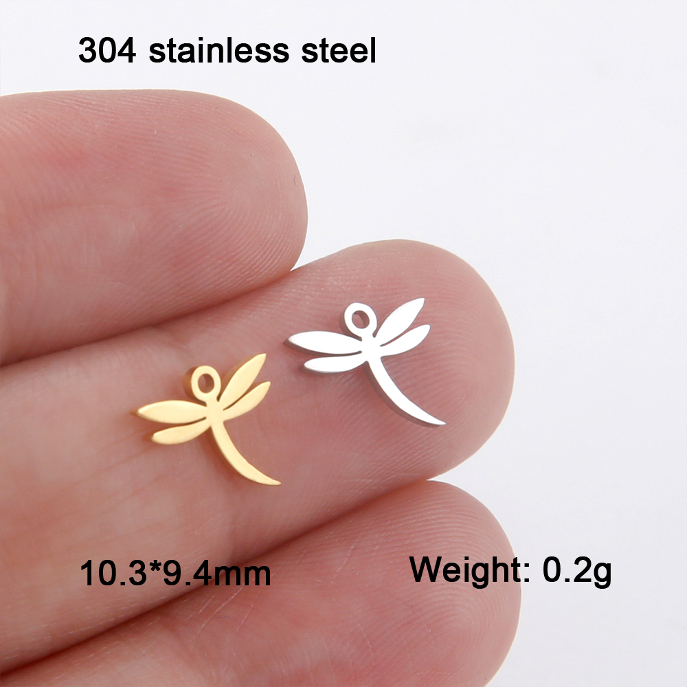 EUEAVAN 5 stks Dier Rvs Charms Kat Vlinder Poot Libel Vissenstaart DIY Hanger Ketting Sieraden Maken Accessoires