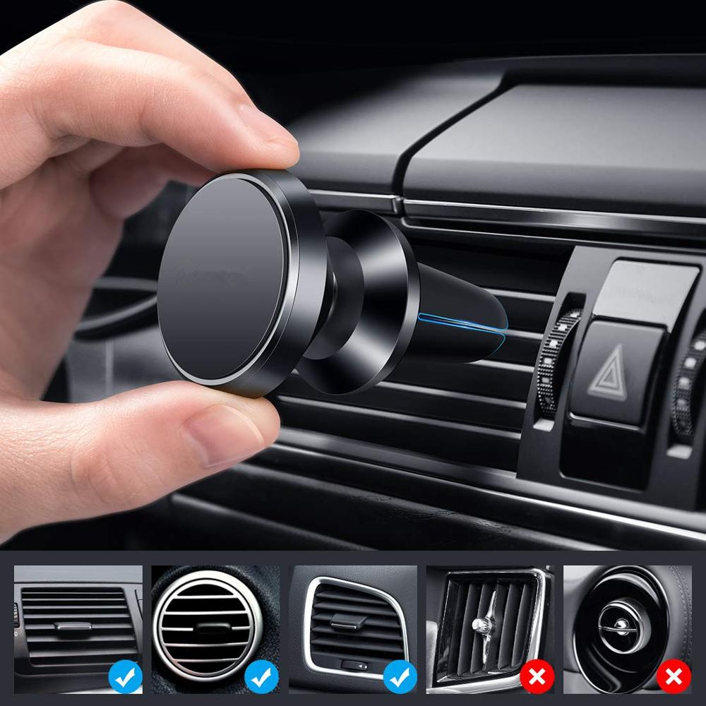 Suporte magnético automotivo para celular, suporte magnético para ventilação, para iphone x, 11, 8, 7, xiaomi, samsung, 360 suporte para celular