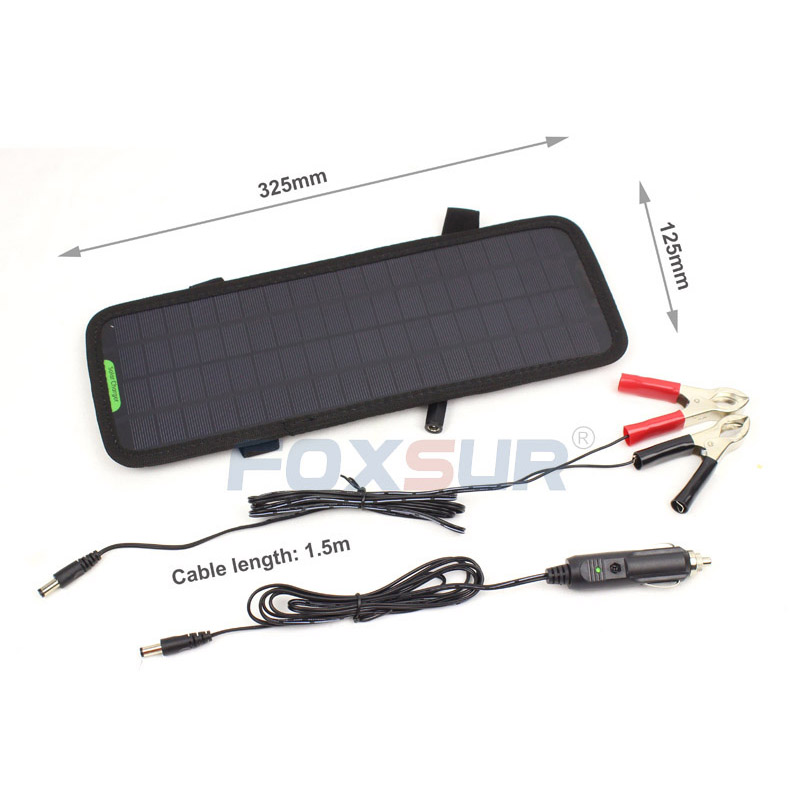 12v solarzellen-batterieladegerät für autobatterien mit hoher effizienz , 5w 12v -ladegeräte für auto, motorrad und roller