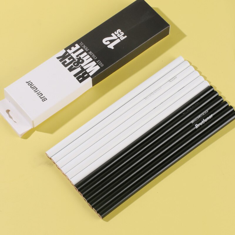 Brutfuner 12/48/72/120/160/180/260 Colors Oil Colored Pencils Set Drawing Sketch Colour Pencil For School Student Art Supplies: 6 black white pencil