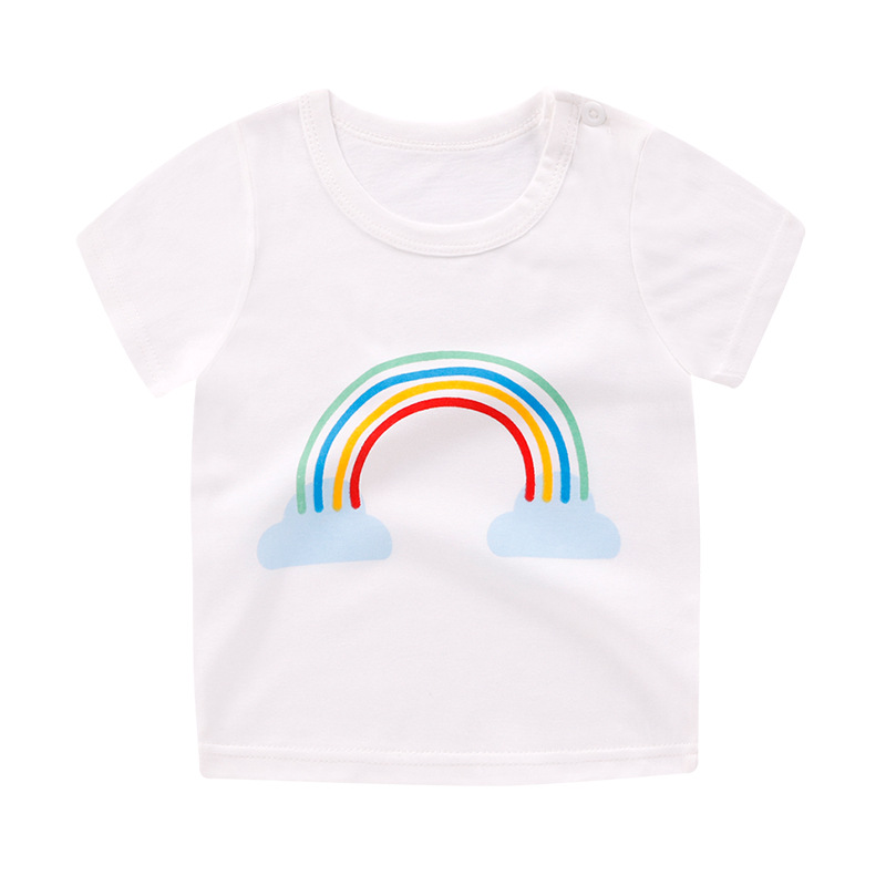 Baby Kids T Shirts voor Meisjes Jongens T-shirt Zomer Katoen Cartoon Rainbow Printing Tops T-shirt Kinderkleding