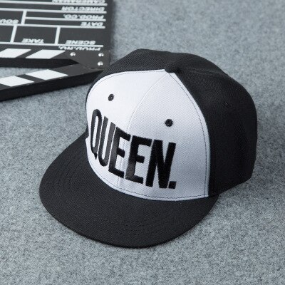 1 stück KÖNIG KÖNIGIN Bestickt Hysterese Kappen Liebhaber Männer Frauen Baseball Kappe Schwarz Hüfte hüpfen Deckel Snapback hüte, chapeau knochen masculino: königin brief schwarz