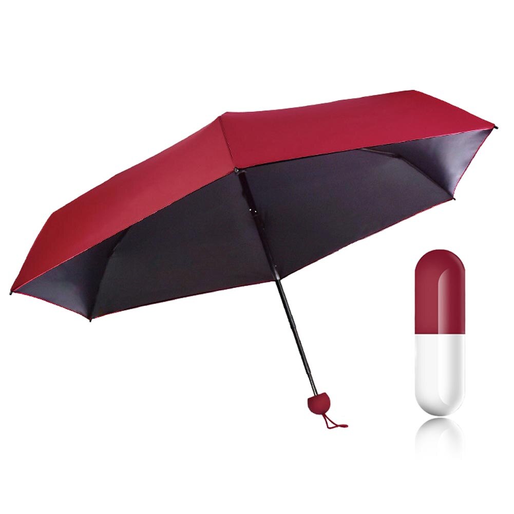 Mini Vouwen Capsule Kleine Paraplu Vijf Botten Parasol Schaduw Paraplu Regen Anti-Uv Draagbare Reizen Paraplu Zonnige Regenachtige Dag-35: Rood