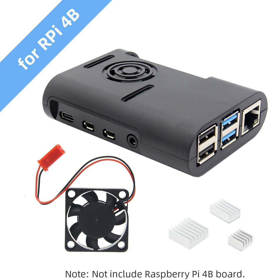 Raspberry Pi 4 Case, raspberry Pi 4 Model B Beschermende ABS Case met Koelventilator + Aluminium Heatsinks voor Raspberry Pi 4B