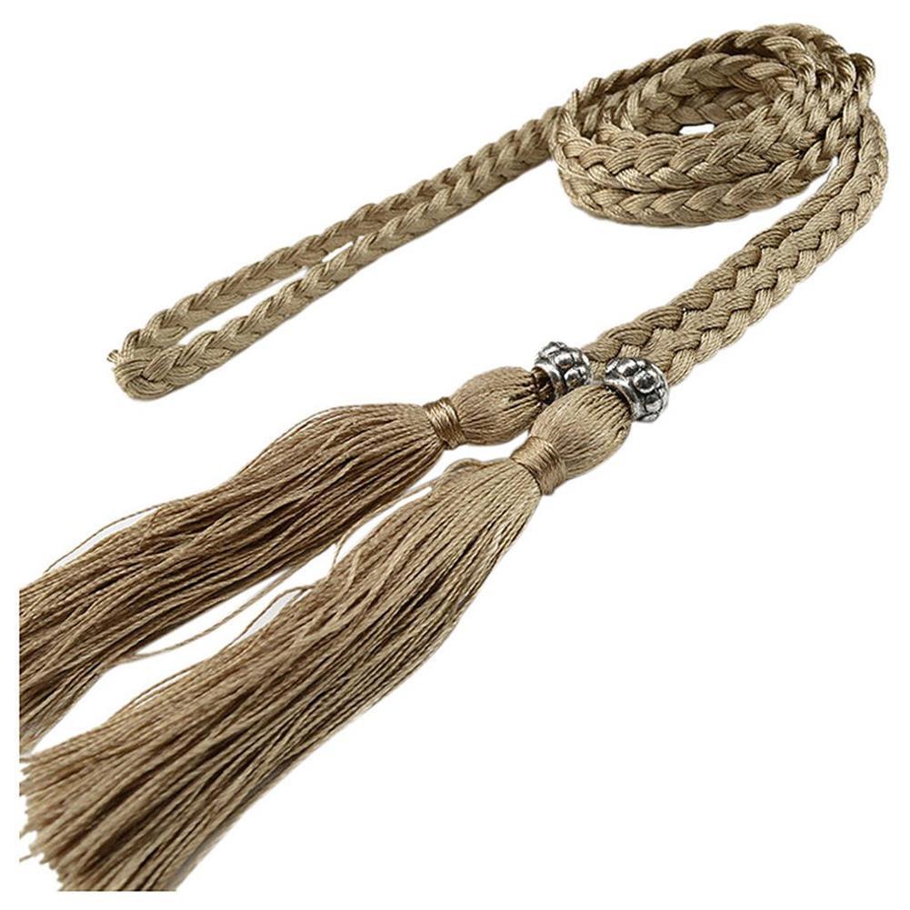 Cinto de borla tecido estilo trançado para mulheres, cintura boêmia para senhoras, corda de cintura, moda chinesa, acessórios de vestido