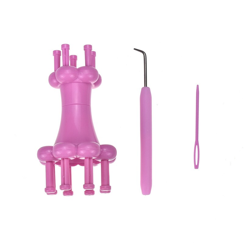 3pcs Magic Spool Loom Maker Knitting Kit with 1 Large Eye Needle + 1 Crochet Hook + 1 Braided Rope Braid Maker DIY Weaving Tool