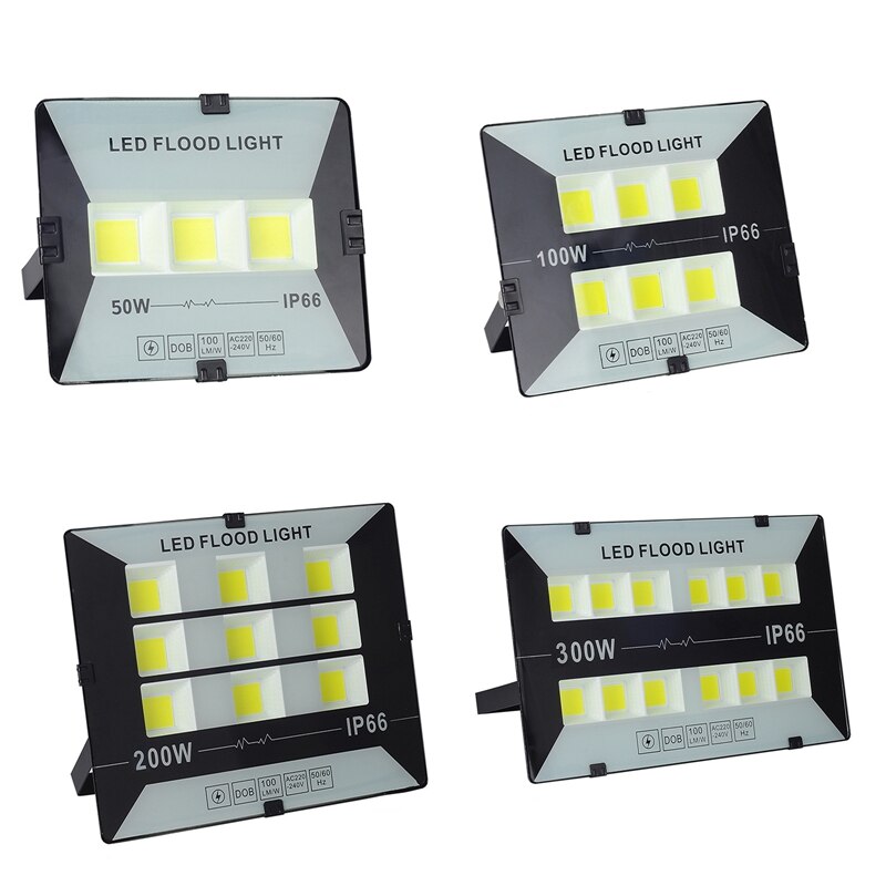 2 stk ledet flomlys utvendig utendørsbelysning ledet søkelyset ledet gatelampe  ip66 vanntett vegglampe 50w 100w 200w 300w