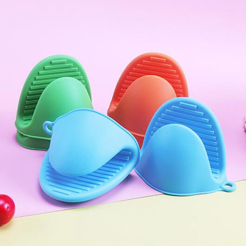 Gant en Silicone coloré Anti-brûlure antidérapant, 2 pièces, pour la cuisine, cuisson, résistant à la chaleur, pince à main, accessoires d'organisation