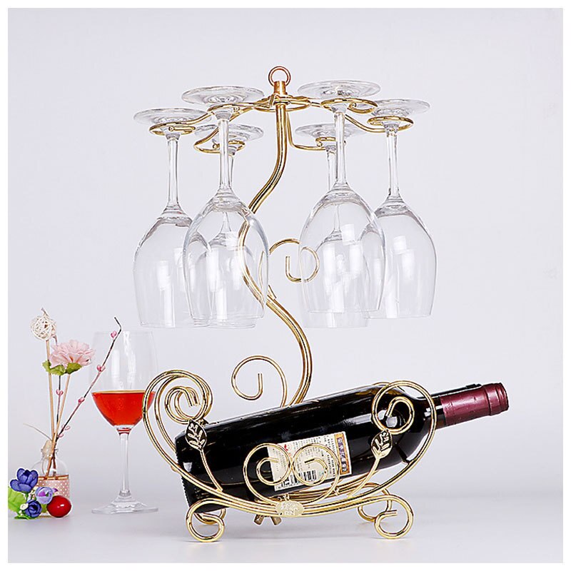 Portabottiglie a forma di barca per fiori portabottiglie per vino supporto per vino in stile europeo supporto per bicchieri da appendere scaffale per calici: Oro