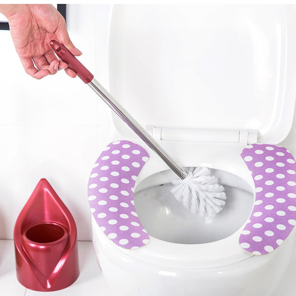 En Acier inoxydable à Long Manche Brosse de Toilette Ensemble Feuille Brosse Wc Set De Support Pour Toilettes Outils Propres Salle De Bain # p30