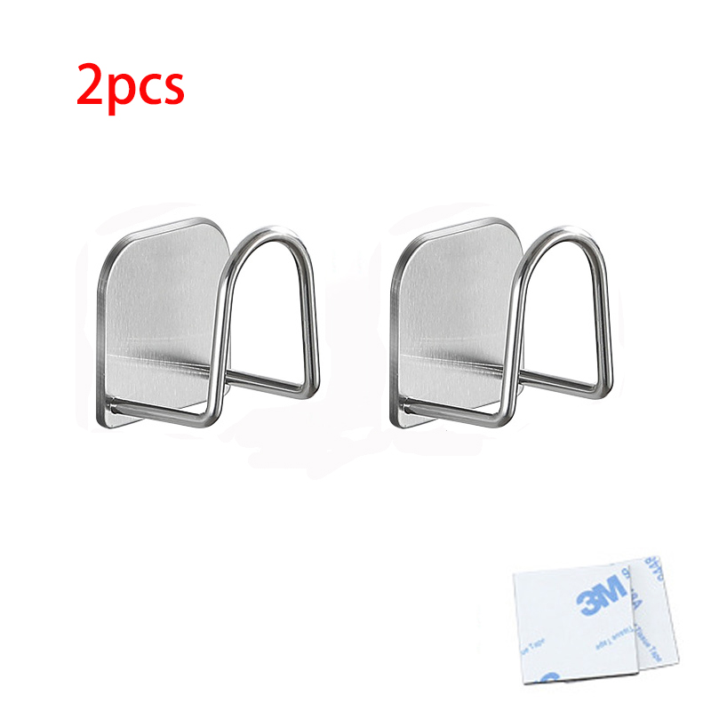 Stainless Steel Sponges Holder Kitchen Sink Spong Drain Drying Rack with Adhesive Storage Holders Kitchen Gadgets Sponge Support: Silver 2pcs