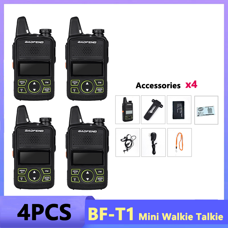 1/2/4PCS Baofeng BF-T1 MINI Walkie Talkie UHF 400-470MHz USB Charger Portable Two Way Radio Noise Cancellation Kids Toys