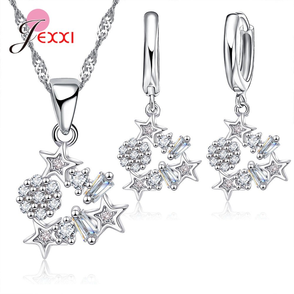 Zircon 4pcs Brilliant Cubic Zircon Necklace Earrings Ring and Bracelet Wedding Bridal Jewelry Sets Dress Accessories (Metal Color : 4 pcs set, Ring Size : 8