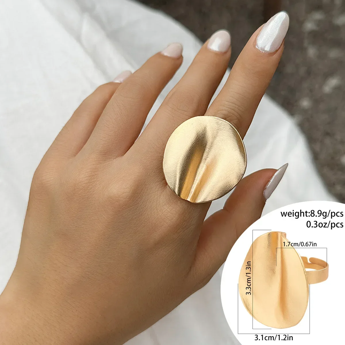 Anillos irregulares gruesos y grandes geométricos de Color dorado y plateado para mujeres y hombres, anillos de dedo con conexión de cuerda elástica con personalidad: YELLOW