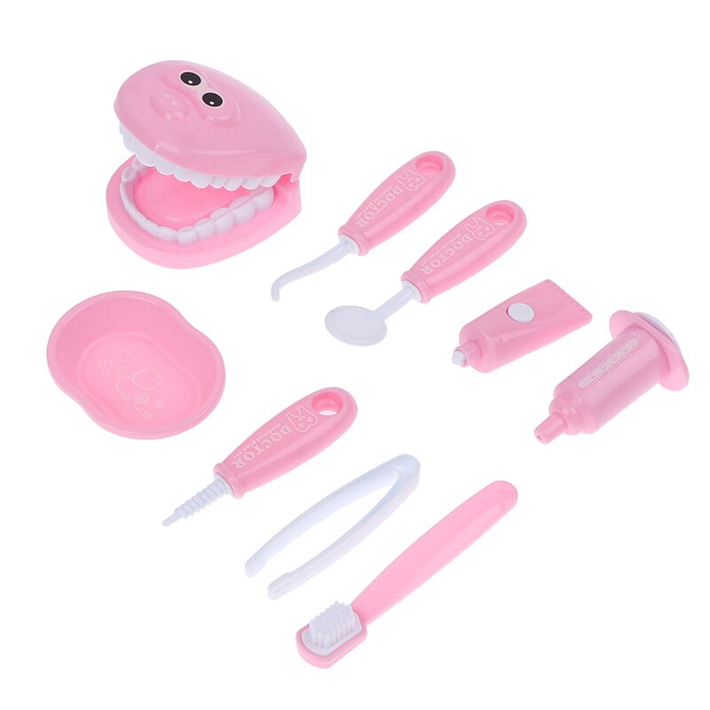 9Pcs Kids Kinderen Pretend Play Speelgoed Tandarts Controleren Tanden Model Set Rollenspel Learing Speelgoed: PK