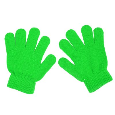 1 Pair Children Winter Knitted Glove Girl Boy Stretchy Knitted Warm Full Finger Gloves Children Candy Color Cute Gloves: GN