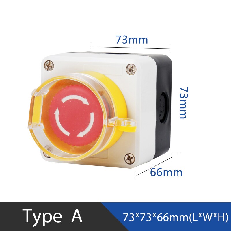 DIY 1P 5A Elevator Power Start Push Button Switch Control Box Emergency Stop IP65 Waterproof Indicator Light: A